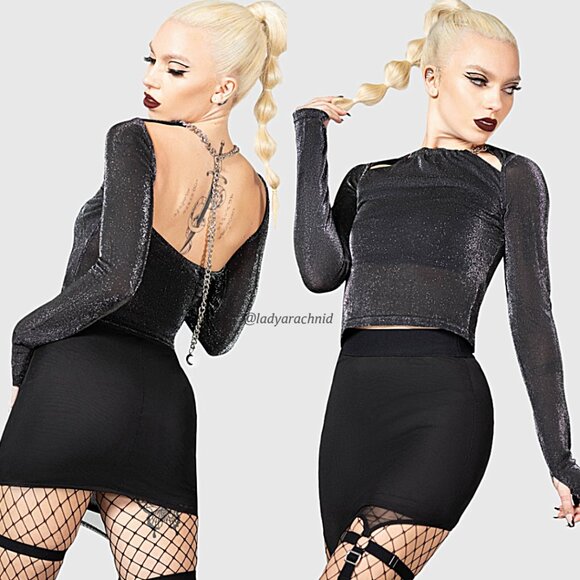 KILLSTAR Metals Reflection metallic silver stretch top - Picture 2 of 9